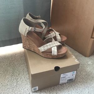 Natural Woven With Cork Wedge